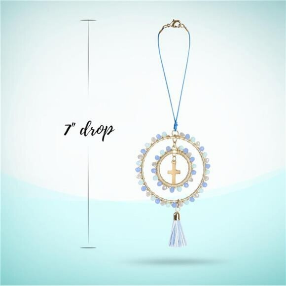 Crystal cross car mirror hanging suncatcher rearview charm keychain bag accessor - Picture 2 of 8